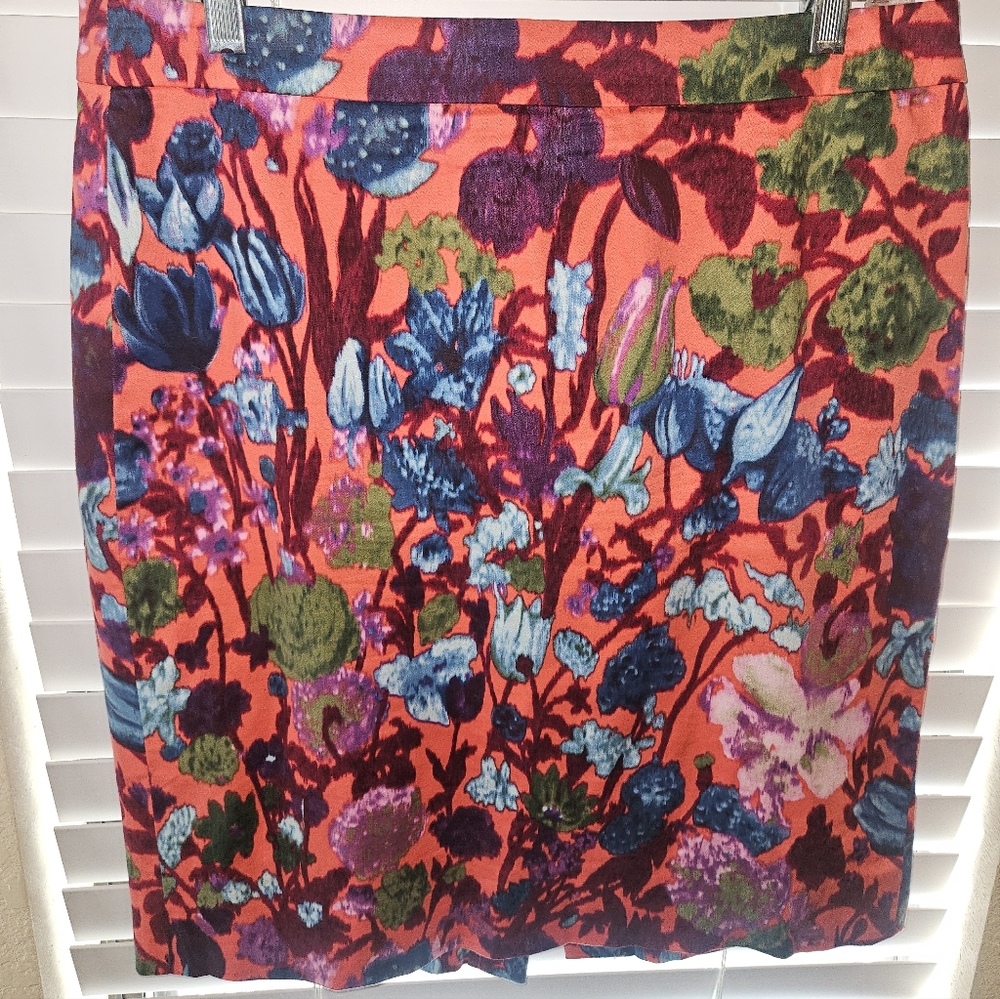 J. Crew Multicolor Floral Pencil Skirt